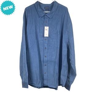 Haggar Corduroy Men's 4XLT Big & Tall Button-Down Shirt Long Sleeve Blue Soft